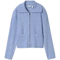 Tom Tailor Damen Cardigan mit Kragen, blau, Uni, Gr.