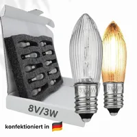 Berglämpl 10x E10 8V/3W Riffelkerze Spitzkerze Topkerze Glühlämpchen für