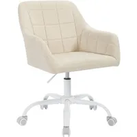 Woltu Schreibtischstuhl drehbar, Schminktisch Stuhl, Bürostuhl ergonomisch, Stoff, Beige