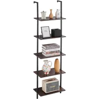 Vevor Schweberegal Leiterregal mit Metallrahmen Bücherregal 5 Ebenen 48x30cm