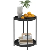 Homcom Beistelltisch Schwarz Metall, 44x56x44 cm, Wohnzimmer, Schlafzimmer 44