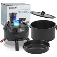 Enfrifam Topf-Set Campingkocher, Gaskocher Outdoor Kochgeschirr, Tragbar Reisekocher ,