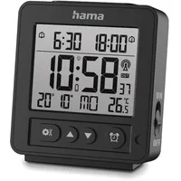 Hama Funkwecker Rhodos schwarz Kunststoff 9,0 x 10,0 cm