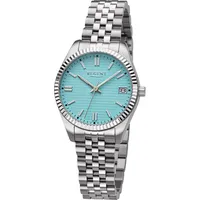 REGENT BA-879 Damen-Armbanduhr Stahl/Hellblau