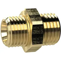 Riegler Doppelgewindenippel, M14x1,5 a., M14x1,5 a., SW 17, Messing