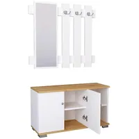 VCM GADOS Garderobe 90x132x33 cm Weiß/Honigeiche