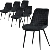 ML-Design Esszimmerstühle 6er Set Schwarz Sitzfläche aus Samt mit