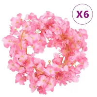 VidaXL Weihnachtskränze Blumen 6 Stk. Dunkellila 180 cm Vidaxl