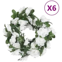 VidaXL Weihnachtskränze Blumen 6 Stk. Weiß 240 cm Vidaxl
