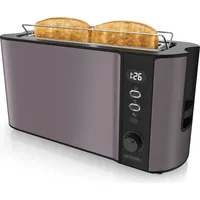 Arendo Toaster 2 Scheiben, Langschlitztoaster, Langschlitz, Edelstahl, 1000W, Display