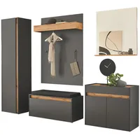 Furn.design Garderoben-Set, grau matt und Wotan Eiche Garderobenkombination -