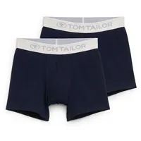 Tom Tailor Herren Mittellange Boxershorts im 2er-Pack, blau, Uni,