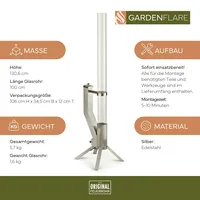 Gardenflare Feuerrohr – elegante Edelstahl Feuersäule und Pelletfackel -