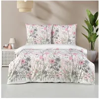 ZIRVEHOME Bettwäsche Set dreiteilig, 200x220 Bettbezug, Baumwolle, Blumen Muster,