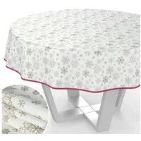 ANRO Weihnachtstischdecke Stofftischdecke Tischdecke Weihnachten abwaschbar pflegeleicht Weihnachten Schneeflocken