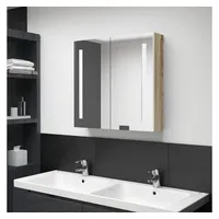 VidaXL LED-Bad-Spiegelschrank Weiß und Eichen-Optik 62x14x60 cm