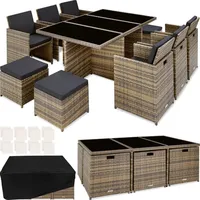 Tectake Aluminium Rattan Sitzgruppe York mit Schutzhülle