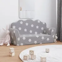 VidaXL Kindersofa 2-Sitzer Hellgrau mit Sternen Weich Plüsch