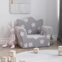 VidaXL Kindersofa Hellgrau mit Sternen Weich Plüsch
