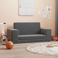 VidaXL Kinder-Schlafsofa 2-Sitzer Anthrazit Weicher Plüsch