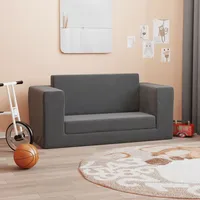 VidaXL Kinder-Schlafsofa 2-Sitzer Anthrazit Weicher Plüsch
