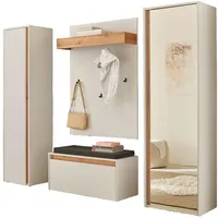 Furn.design Garderoben-Set, weiß und Wotan Eiche Garderobenkombination - Weiß,
