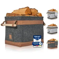 Oakage OAKAGE® Holzkorb für Kaminholz Groß [Schmutzabweisendes Innenfutter und