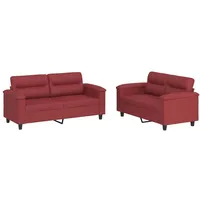 VidaXL 2-tlg. Sofagarnitur mit Kissen Weinrot Kunstleder