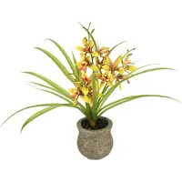I.GE.A. Kunstblume I.GE.A. "Kunstblume Schmetterling Orchidee mit Keramiktopf", orange,