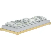 Erst-Holz Futon Bodenbett extra niedriges Unterschiebbett 90x190 Kiefer lackiert