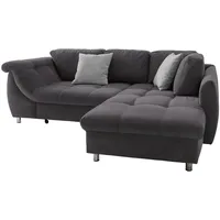 Luma-home Ecksofa mit Schlaffunktion 250/190/84 cm, Wellenfedern, Ottomane rechts,