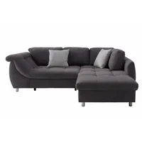 Luma-home Ecksofa Schlafcouch L-Garnitur ausziehbar Ottomane rechts Mikrofaser Anthrazit,