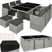 Tectake Aluminium Rattan Sitzgruppe York mit Schutzhülle
