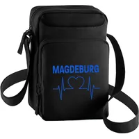 Multifanshop Umhängetasche - Magdeburg - Herzschlag - Druck blau