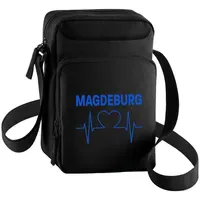 Multifanshop Umhängetasche - Magdeburg - Herzschlag - Druck blau