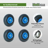 Baumarktplus 4x Sackkarrenrad PU-Rad 260x85 mm 3.00-4 60 mm