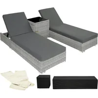 Tectake tectake® 2er Set Rattan mit Aluminiumgestell und Tisch