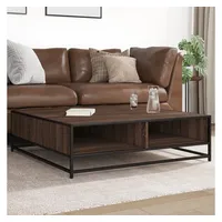 VidaXL Couchtisch Braun Eichen-Optik 100x100x30cm Holzwerkstoff Metall