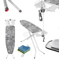 Kadax Klappbares Bügelbrett, 120x38cm Dampfbügelbrett mit Steckdose, Grau
