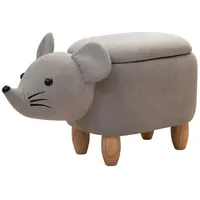 Svita Tierhocker Stauraum Kinderhocker Sitzhocker Kinderzimmer Sitzbox Maus Grau