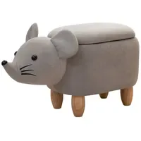 Svita Tierhocker Stauraum Kinderhocker Sitzhocker Kinderzimmer Sitzbox Maus Grau