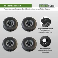Baumarktplus 4x Sackkarrenrad PU-Rad 260x85 mm 3.00-4 PU Ersatzrad