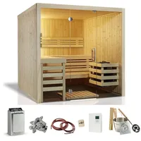 InfraWorld Panorama 210 Sauna Komplettset Bi-O Combi Saunakabine 210x210x203cm