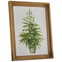 Loberon Bild Nadirah, Charmanter Holz-Druck, Detailliertes Weihnachtsbaum-Motiv, Rustikale Note,