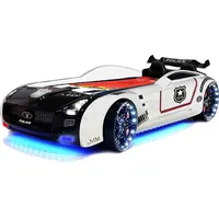 Aileenstore Autobett Kinderbett "Roadster Police" LED Sound Sportsitze Lattenrost