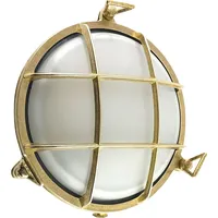 Licht-Erlebnisse Wandleuchte außen Glas Messing E27 IP64 rund Ø