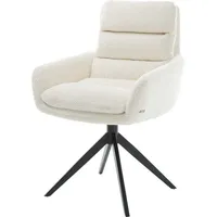 DeLife Esszimmerstuhl Abelia-Flex mit Armlehnen Bouclé Weiß Kreuzgestell breit