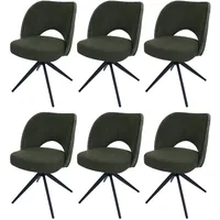 Mendler 6er-Set Esszimmerstuhl HWC-N72, Polster-Küchenstuhl, drehbar Auto-Return, Stoff/Textil (420g/m2)