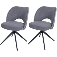 Mendler 2er-Set Esszimmerstuhl HWC-N72, Polster-Küchenstuhl, drehbar Auto-Return, Stoff/Textil (420g/m2)