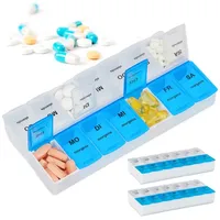 Relaxdays Tablettenbox im 3er Set, 7 Tage, 2 Fächer,